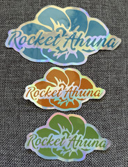 Rocket Ahuna Holographic Hibiscus Flower Stickers/Decals Set, Multicolor Flowers