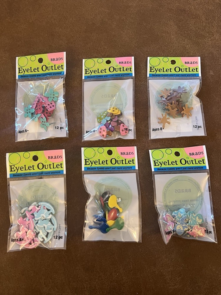 Eyelet Outlet Brads Lot of NEW 6 packs Card Making Scrapbooking Kids Baby Pastel