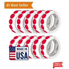 Red Perforated Round Circle Dot Sticker 1-Inch Labels — 10 Rolls, 10,000 Stic…