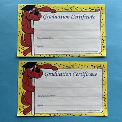 Vintage 90s Clifford Big Red Dog Stickers Grad Cert & Post It Sticky Notes Lot