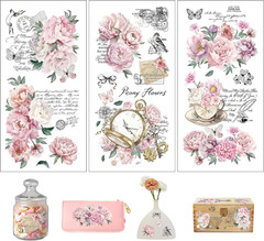 3 Sheets Rub on Transfers for Crafts and Furniture Pink Vintage Floral