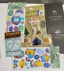 Big Lot Of 32 Crafting Scrapbook Stickers Rub Ons Stamps Magnets Thumbtacks DIY