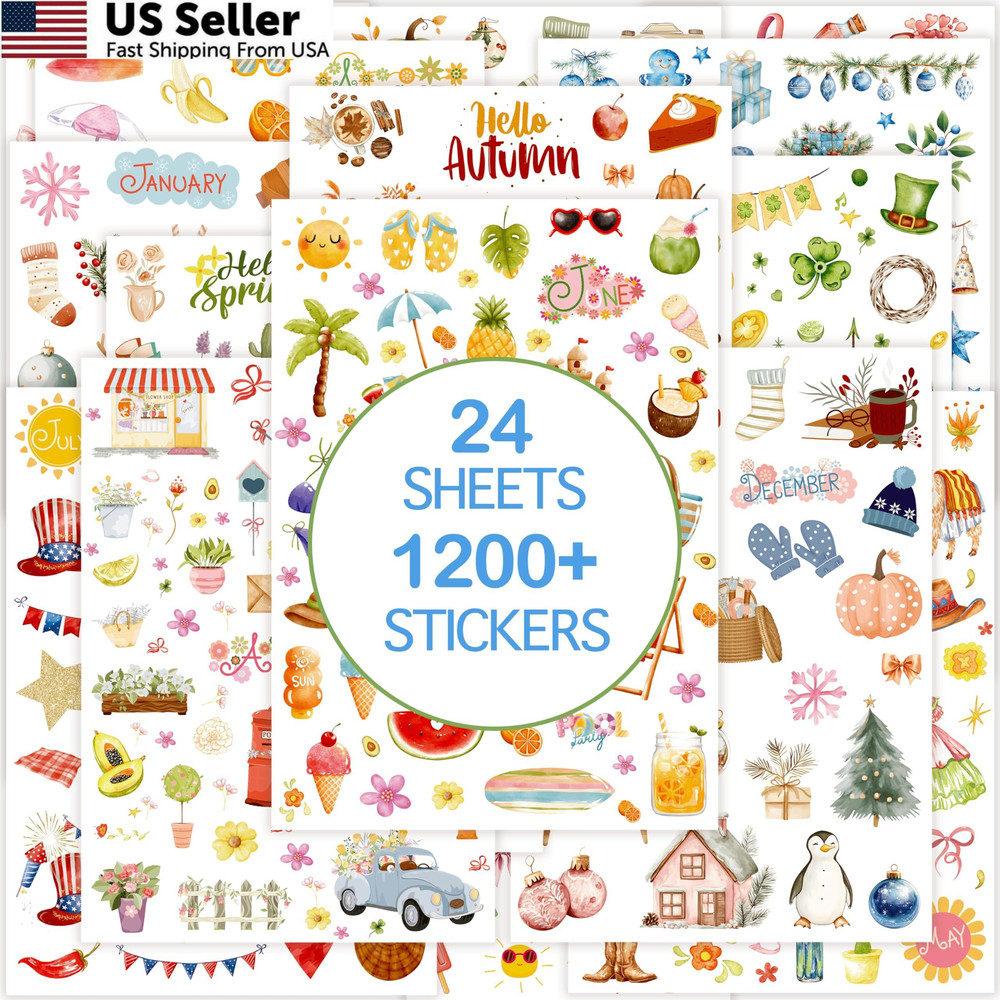 Slapaflife Planner Stickers (24 Page, 1000+ Stickers, Multicolor, Multicolor