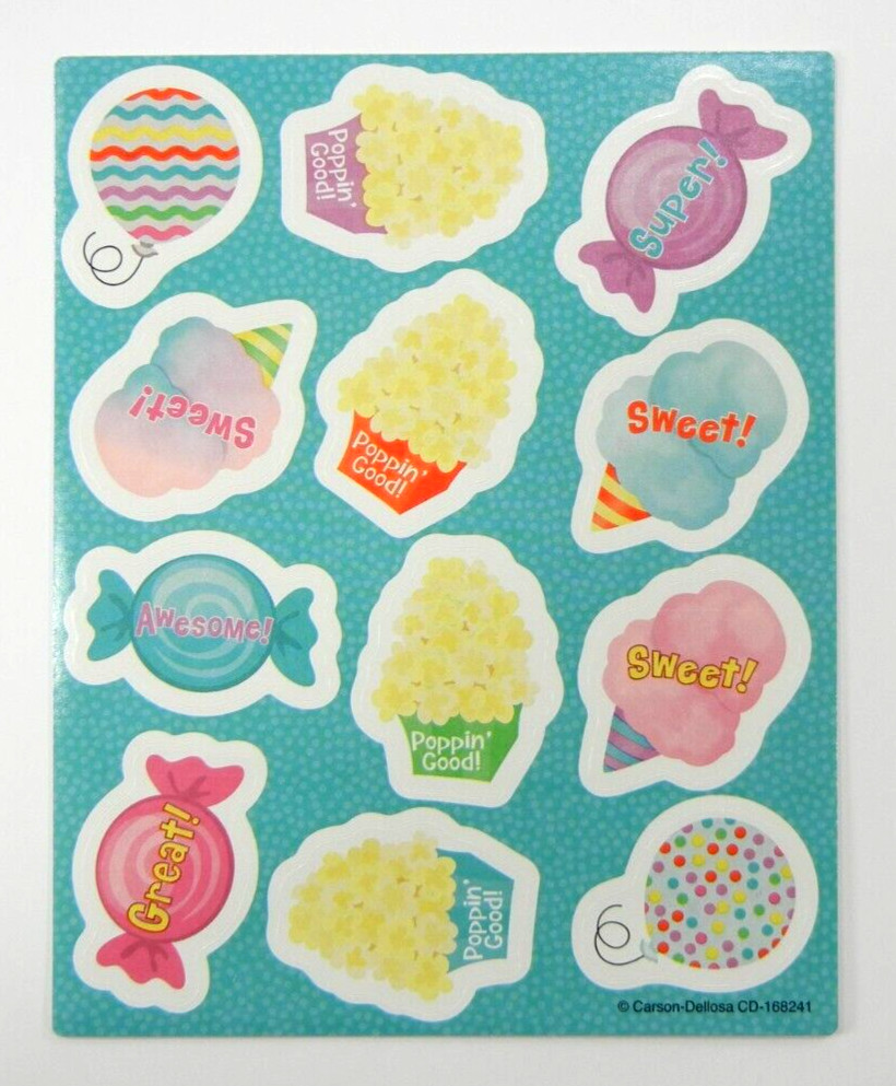 Sweet Treats Cotton Candy Popcorn & Hard Candy Stickers Carson Dellosa