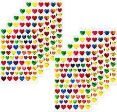Laser Heart Stickers Self Adhesive Shiny Sparkle Labels School Colourful Chart H