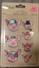 Lot of 6 Crafters Square Koala And Pig Pop-Up Stickers 7/8 Ct. 45 Stickers Total