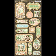 Graphic45 WILD AND FREE (19PCS) Decorative Chipboard scrapbooking SAFARI