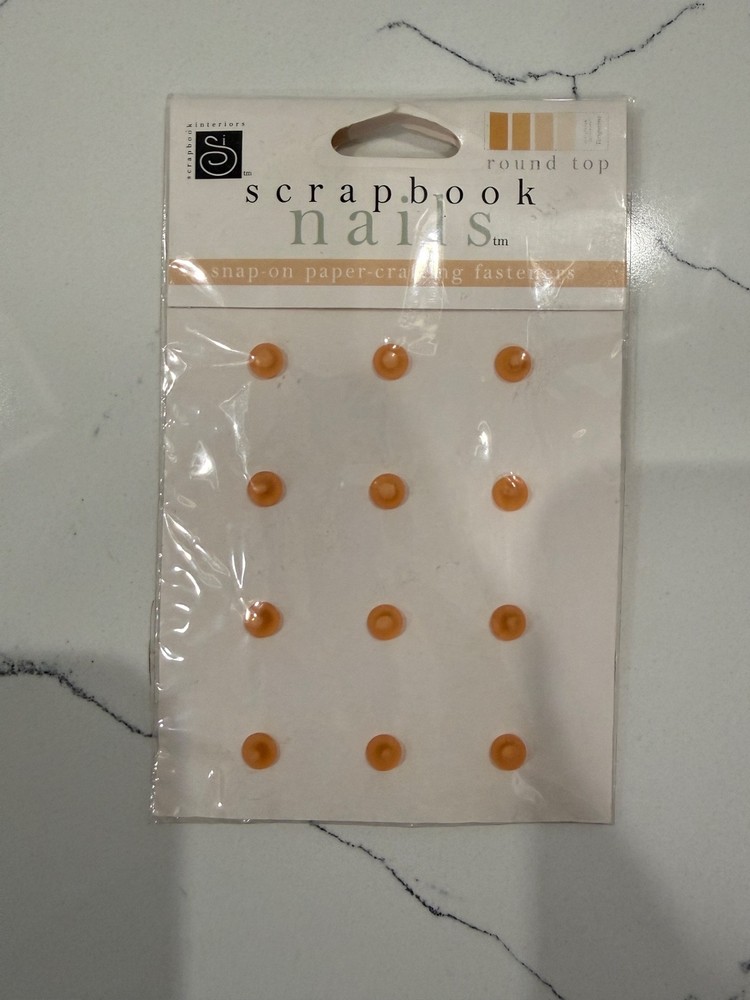 Scrapbook Interior Nail Round Top SnapOn Paper-Crafting Fastener Tangerine Color