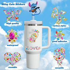 210Pcs+ Cute Reusable Stickers for Kids, Fun Glitter Gem Heart Art Stickers Bulk
