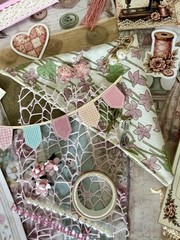 Vintage Sewing Junk Journal Kit Handmade Ephemera Stickers Tags Fabric 108 Piece