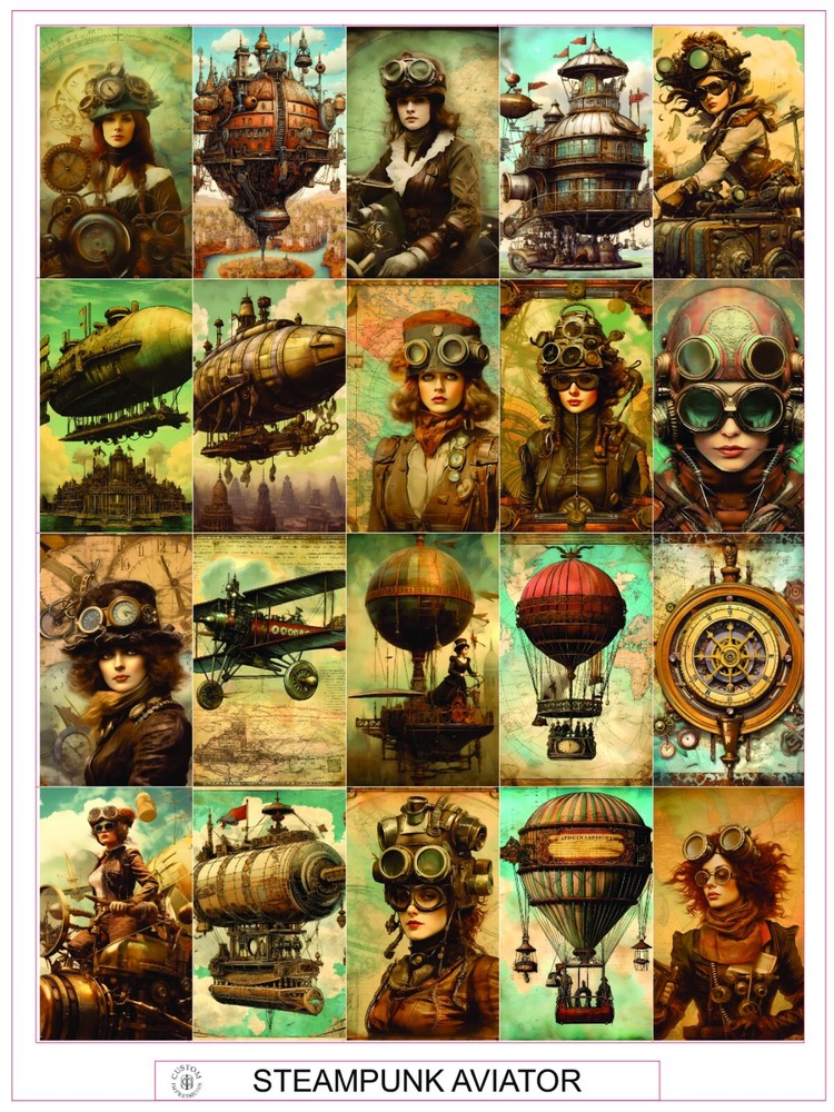 STEAMPUNK AVIATOR – COMPLETE SHEET OF 20 STICKERS