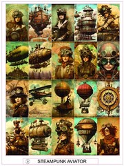 STEAMPUNK AVIATOR – COMPLETE SHEET OF 20 STICKERS