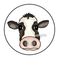 30 COW FACE STICKERS ENVELOPE SEALS LABELS 1.5″ ROUND COWS FARM ANIMALS