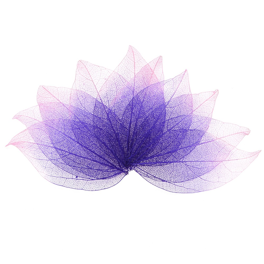 200-Pack Skeleton Leaves, Natural Rubber Leaves Vein[4-6cm, Pink, Purple]