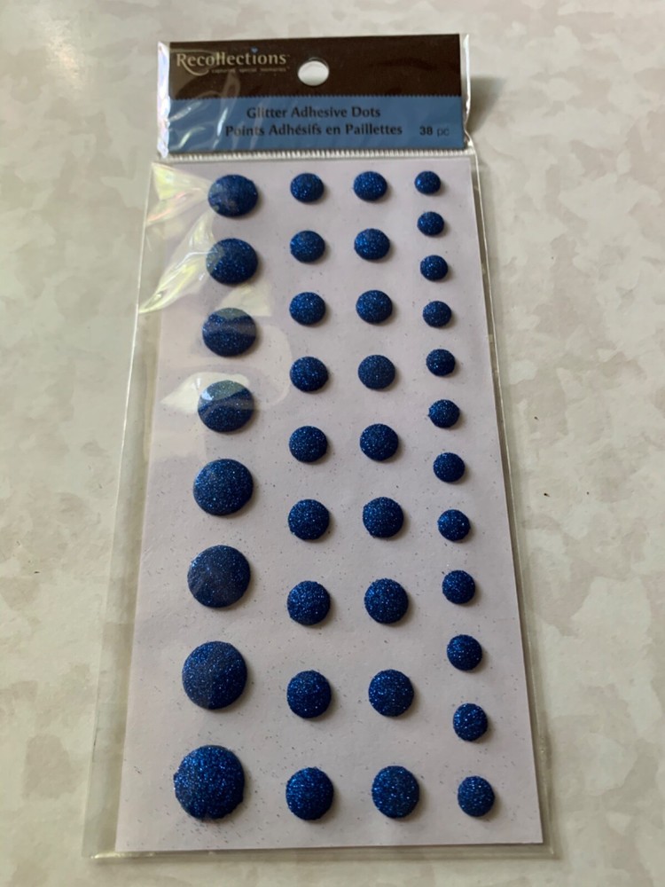 RECOLLECTIONS NIGHT SKY BLUE GLITTER DOTS ADHESIVE 3 Sizes #161641