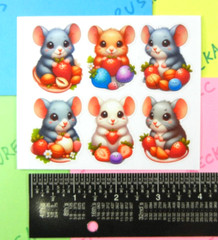 Colorful Mice Fruits & Nuts Small Sticker Sheet