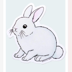 Rabbit Sticker – White Bunny Waterproof Vinyl Decal – Laptops Scrapbooks Crafts