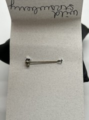 Vintage BUTTERMILK LANE Real Pressed Flower NIB Pin Silver Brooch – 1″ x 1/2″