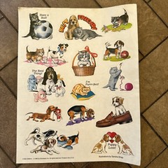 Vintage Scholastic Puppies Kittens Sticker Sheet