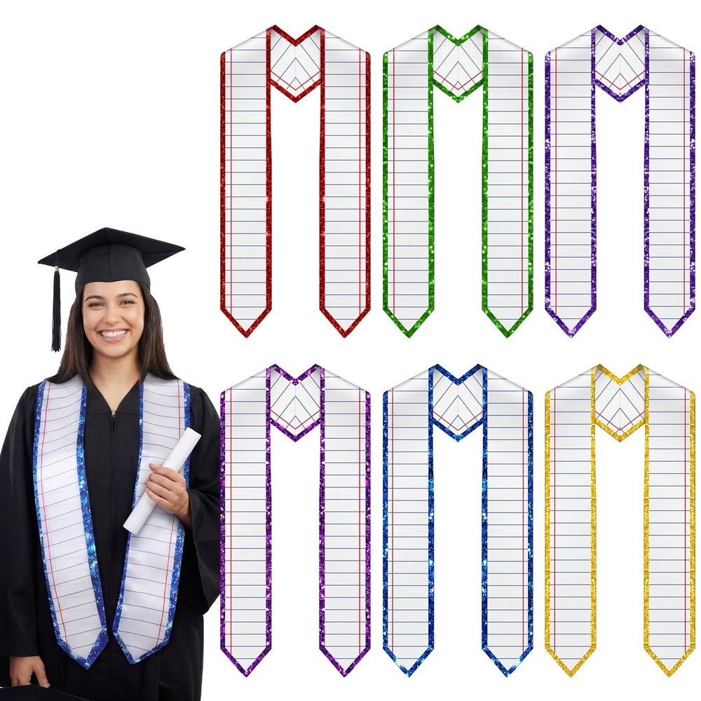 6 PCS 67 Inch Teacher Graduation Stole 2026 Satin Honor Sash College Student