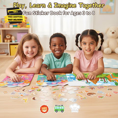 3 Sets Reusable Sticker Book,Sticker Books for Kids,Puffy Stickers for Toddlers,