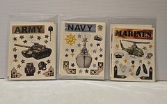 Creative Memories STARS & STRIPES stickers – ARMY, NAVY & MARINES – 3 PKGS. NEW