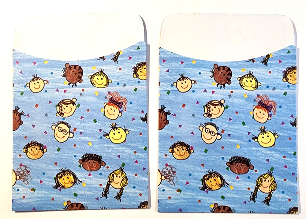 2pc Children Library Card Pockets – Adhesive Back Kids Art Junk Journal Ephemera