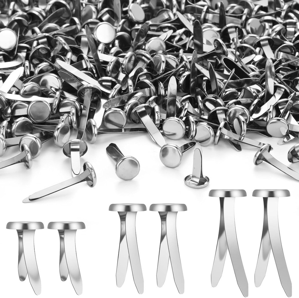 500 PCS Silver Mini Brads 0.5 0.7 1 inch Round Metal Paper Fasteners for Crafts