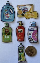 THE CAT SHOP Mylar Stickers(6pc) •Shampoo•Soap•Chinese•Mask•Body Wash•Hair Care•