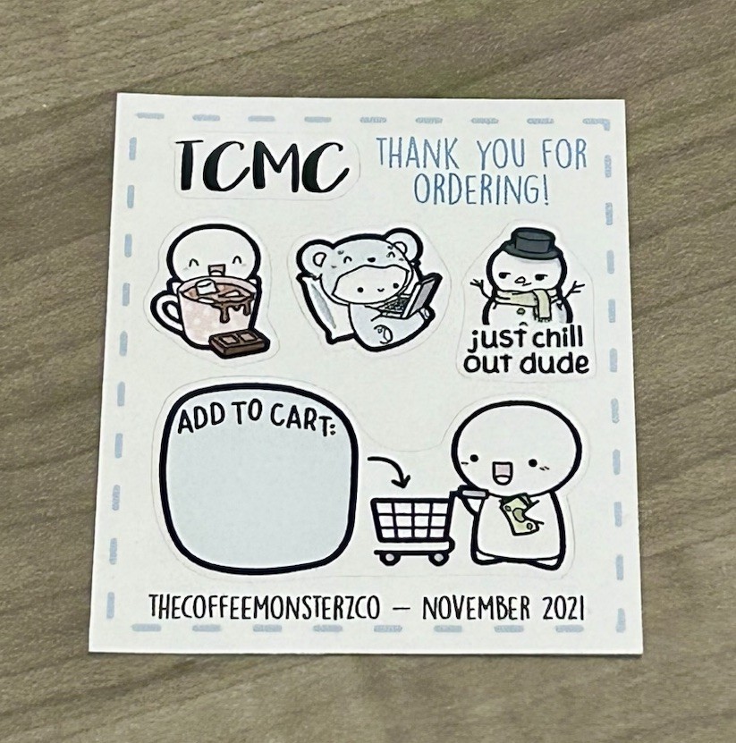 TheCoffeeMonsterzCo Mini Sticker Sheet TCMC November 2021 Stickers