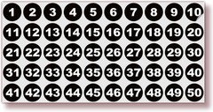 Waterproof Black Number Stickers 1-50 – 1-Inch Vinyl for Organizing & Labeling