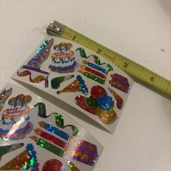 Vtg 1980s stickers Hambly Studios Mylar Foil Shiny Birthday Stickers Set 4(a21