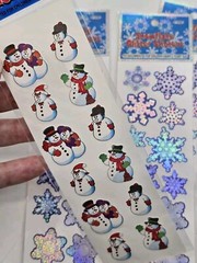 Holiday Winter Sticker Lot Prismatic Glitter Snowflake + Snowman Snowmen 6 Packs
