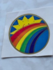 STICKER DESIGN SUN PEEKING OVER RAINBOW – 1 PIECE – NO BRAND NAME