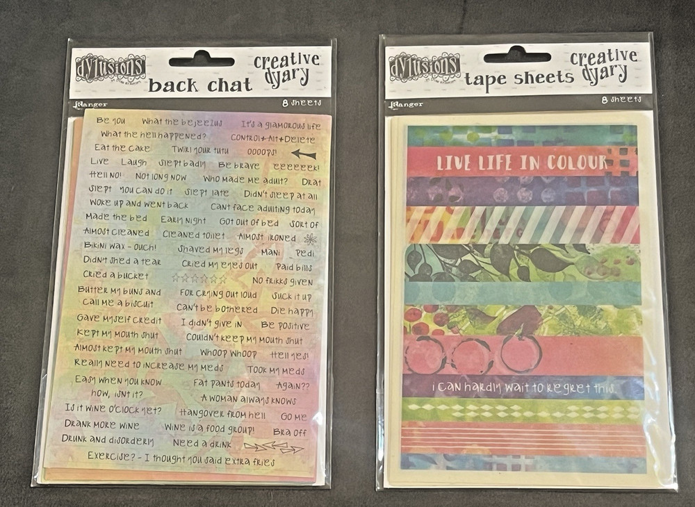 Ranger Dylusions Creative Dyary Back Chat Stickers & Washi Tape Sheets NEW