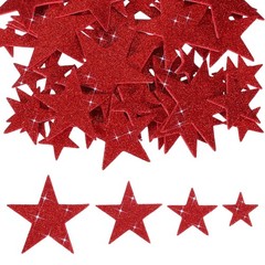 140 x Star Foam Stickers EVA Self Adhesive Glitters, Red
