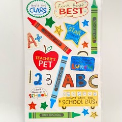 ~NEW~»BACK TO SCHOOL» Bus+Crayons+Stars+Teacher’s Pet+Lunch Scrapbook Stickers