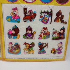 2 Pks Fluffy and Puffy Stick Ons Stickers Bears Three Dimensional Vtg NOS 80s