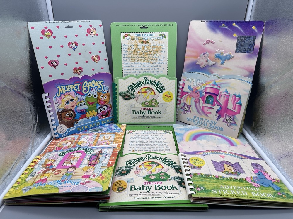 1980’s Lot of 6 Sticker Collection Books My Little Pony Cabbage Patch Muppet!