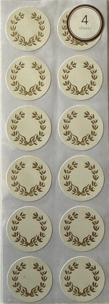 GOLD LAUREL WREATH SEAL Stickers (48pc)Martha Stewart •Letters•Mail•Card making•