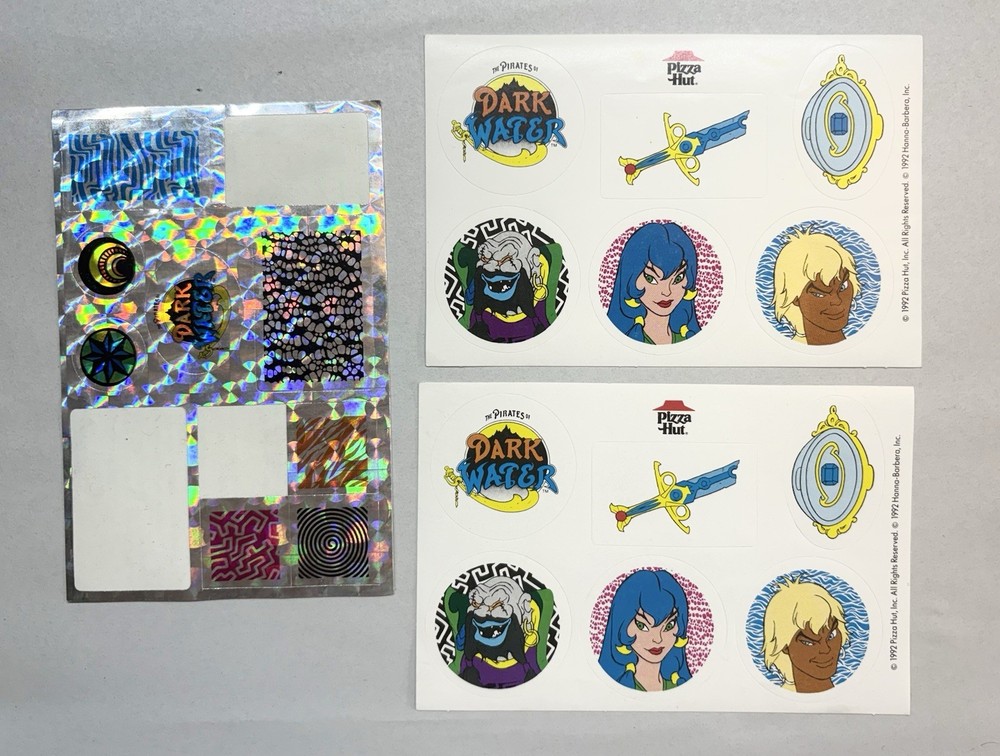 Vintage 3x 90s Pizza Hut Promotional Pirates of Dark Water Sticker Sheet 1992