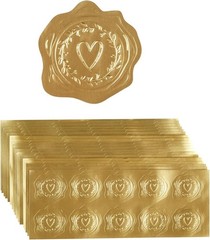 300 Pieces Embossed Gold Foil Stickers Gold Stickers for Envelopes, Wedding Invi