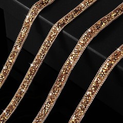 1 Roll 108″ x 0.4″ Gold Bling Crystal Rhinestone Diamond DIY Decor Sticker Decal
