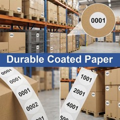 5000 PCS White Round Sequential Number Labels 1″ – 5 Rolls for Inventory & Wareh