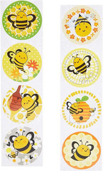 Bee Sticker Roll – 1000 Count, 1.5 in Round, Multicolor – Self-Adhesive Bumblebe