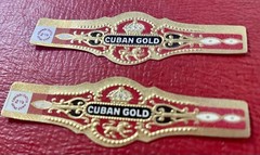Set of 2 1920s Cuban Gold Cigar Bands – MINT New Old Stock – Unused Gold Gilt
