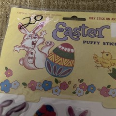 Easter Fluffy Puffy STICK-ONS 3-D Stickers NOS Taiwan Bright Colors Vintage 1981