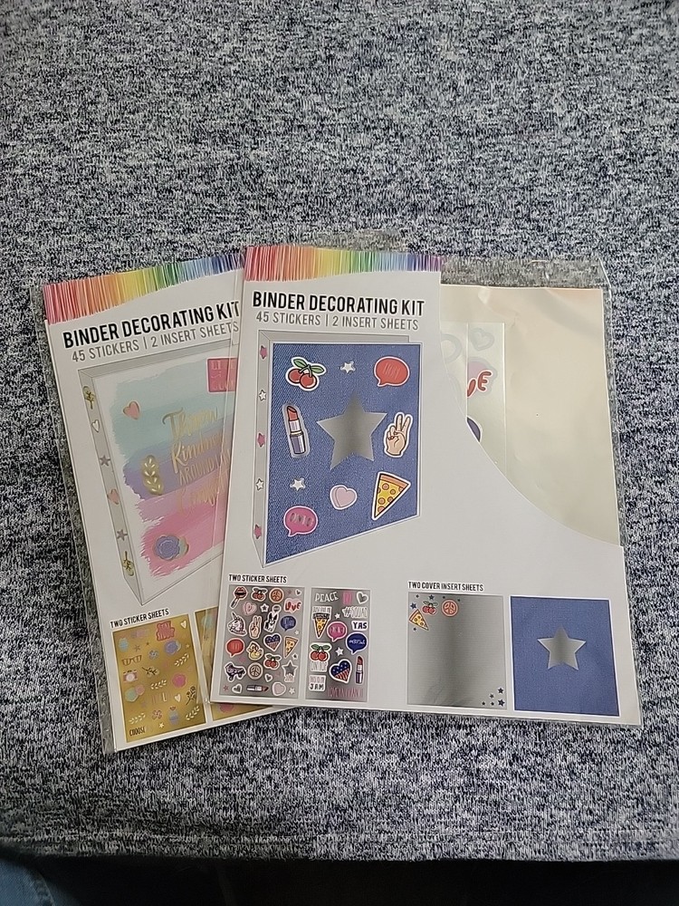 Binder Decorating Kit/Lot Of 2-45 Stickers-2 Insert Sheets Each/New