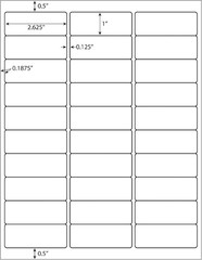 30-Up 1 x 2-5/8 Shipping Address Labels, 15000 Total Labels