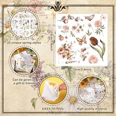 25 Vintage Flower Rub-On Transfers – Wildflower Stickers for DIY Crafts & Home D
